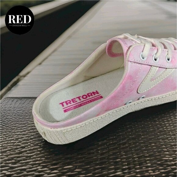 Tretorn Lace up Sneaker Mules Easy Nylite Canvas Pink White Dye - Women's Size 9 - Picture 15 of 15